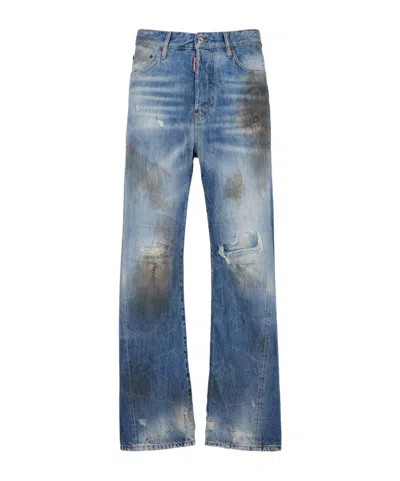 Dsquared2 Light Dirty Wash Loose Twist Jeans In Blue