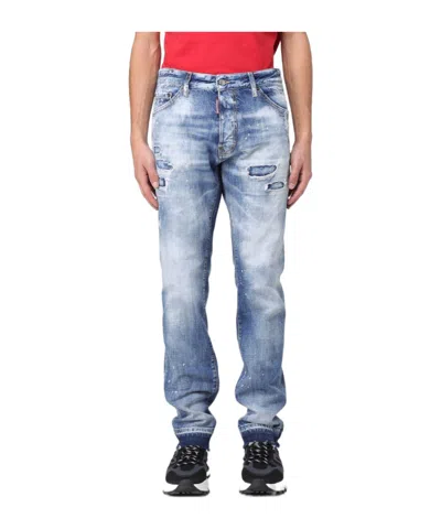 Dsquared2 Light Everglades Patch-detail Jeans In Blue