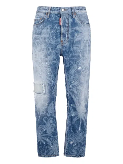 Dsquared2 Light L.a. Wash Bro Jeans In Blue