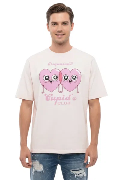 Dsquared2 Light Pink Graphic T-shirt In White