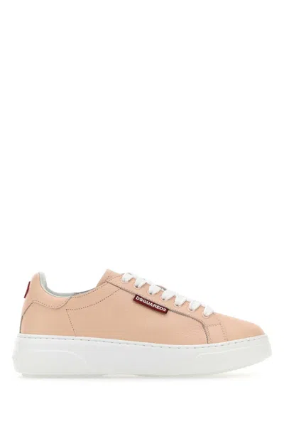 Dsquared2 Light Pink Leather Bumper Sneakers In Neutral
