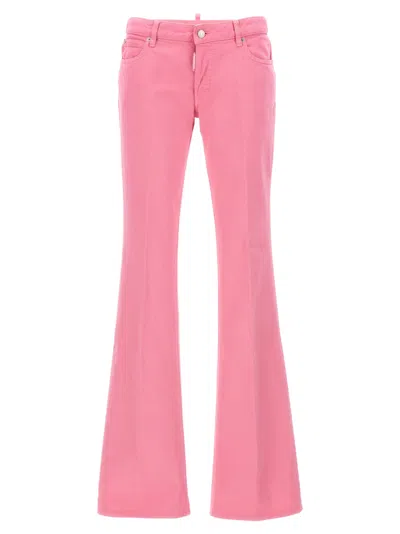 DSQUARED2 LIGHT PINK MEDIUM WAIST FLARE JEANS