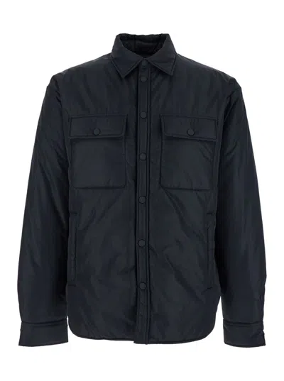 DSQUARED2 BLACK JACKET WITH CLASSIC COLLAR AND LOGO PRINT ON THE REAR IN TECH FABRIC MAN