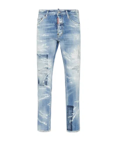 Dsquared2 Light Ripped Wash Cool Guy Jeans In Blue