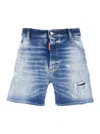 Dsquared2 Men Blue Jeans With Distressed Effect And Logo Patch On The Back In Denim Man In Blue