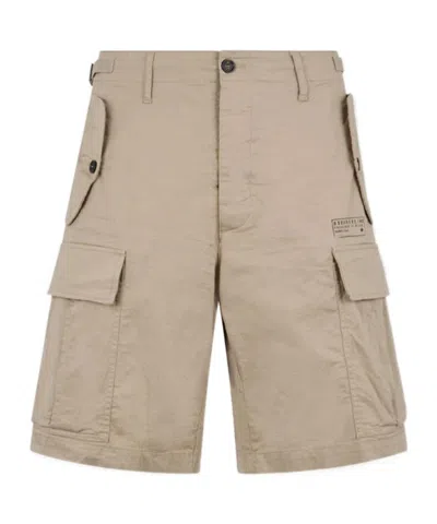 Dsquared2 Light Cotton Utility Kawaii Shorts In Neutral