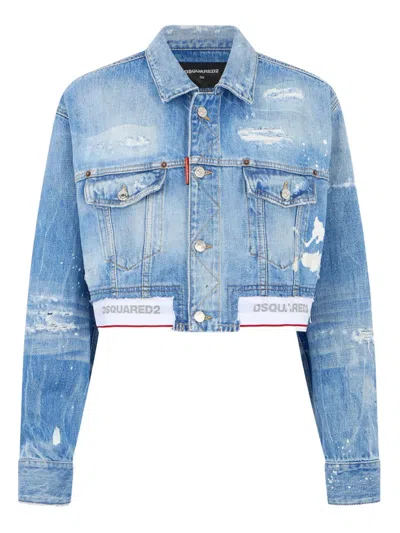 Dsquared2 Light Wash Denim Jacket In Blue