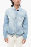 Dsquared2 Light Wash Denim Shirt With Elastic Waistband In Blue