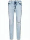 Dsquared2 Light Wash Distressed Slim Fit Denim Pants In Blue