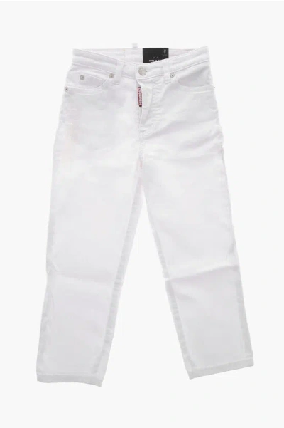 Dsquared2 Light Washed Bosse 10 Jeans With Embossed Logo In White