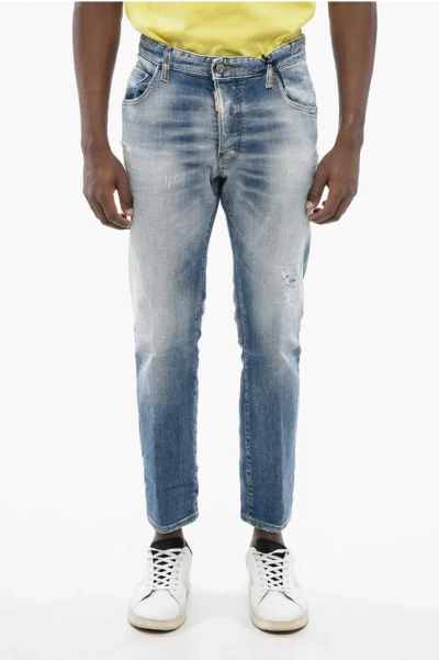 Dsquared2 Light-washed Skater Denims In Blue