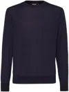 Dsquared2 Lightweight Blue Knit Sweatshirt With Crew Neckline And Logo Detail In Black
