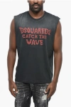 Dsquared2 Lightweight Cotton Iron Fit Tank Top With Frontal Print In Black
