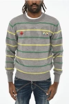 Dsquared2 Lightweight Crew-neck Sweater With Striped Detail In Gray