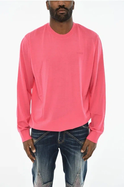 Dsquared2 Lightweight Virgin Wool Crew-neck Sweater In Pink