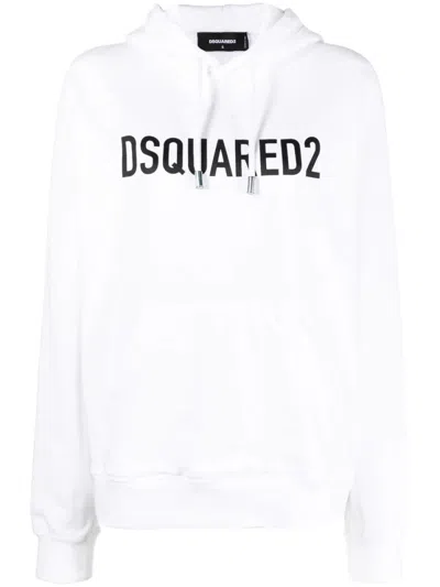 Dsquared2 Lightweight White Hoodie With Bold Logo