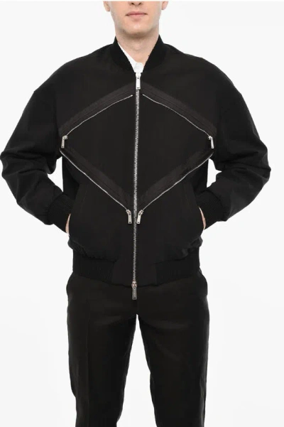 Dsquared2 Linen Blend Bomber With Zip Detail