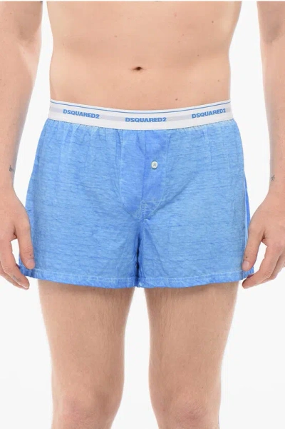 Dsquared2 Linen Blend Boxers With Logoed Waistband