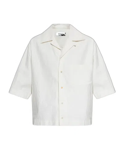 Dsquared2 Linen Boxy Short Sleeve Shirt In White