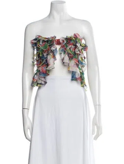 Pre-owned Dsquared2 Linen Floral Print Top In White