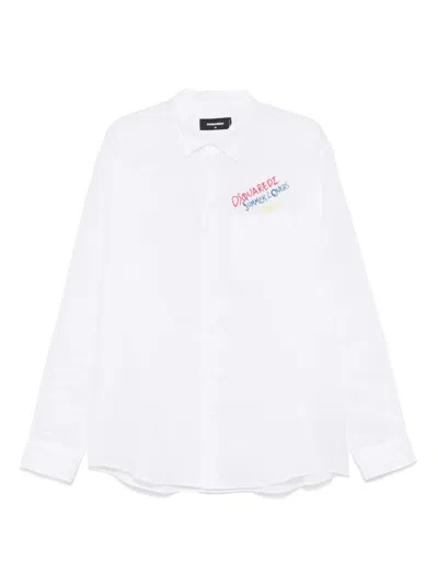 Dsquared2 Linen Shirt In White