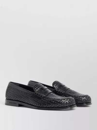Dsquared2 Loafers Round Toe Woven Texture Design In Black
