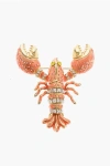 Dsquared2 Lobster Shaped Rhinestone Brooch In Multi