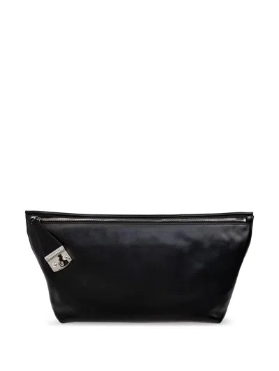 Dsquared2 Lock Yourself Leather Clutch In Schwarz