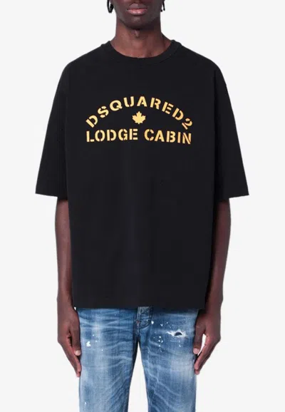 Dsquared2 Lodge Cabin Logo T-shirt In Black