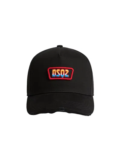 Dsquared2 Logo-appliqué Cotton Cap In Black
