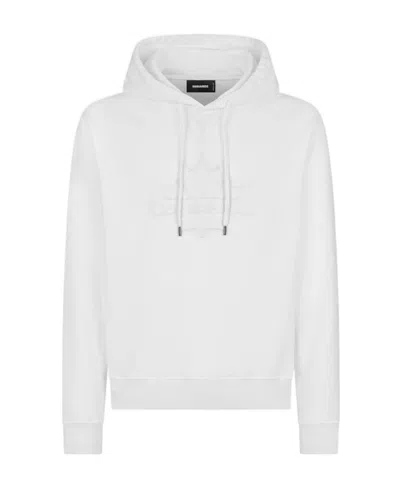 Dsquared2 Logo-appliqué Cotton Hoodie In White