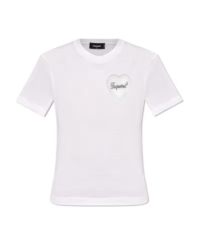 Dsquared2 Logo-appliqué Cotton T-shirt In White