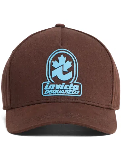 Dsquared2 Logo Applique Baseball Cap In Brown