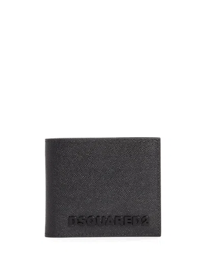 Dsquared2 Logo-appliqué Bi-fold Wallet In Black