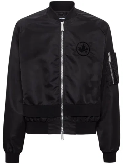 Dsquared2 Logo-appliqué Bomber Jacket In Black