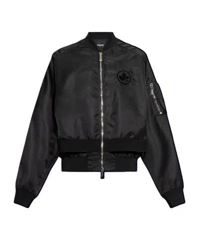 Dsquared2 Logo-appliqué Bomber Jacket In Black