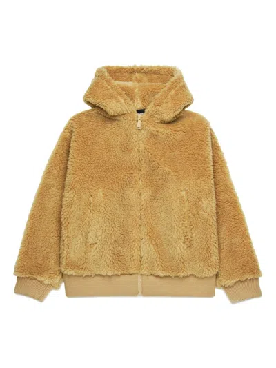 Dsquared2 Kids' Teddy Jacket With Icon New Generation Logo In Beige
