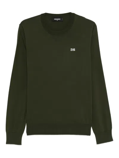 Dsquared2 Logo-appliqué Cotton Jumper In Green