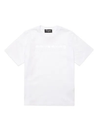 Dsquared2 Kids' Logo-appliqué Cotton T-shirt In White
