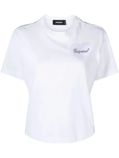 Dsquared2 Logo-appliqué Cotton T-shirt In White