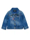 Dsquared2 Medium Blue Denim Jacket With Abrasions In Blue