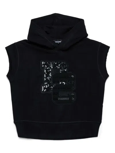 Dsquared2 Kids' Logo-appliqué Hoodie In 黑色