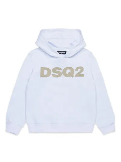 Dsquared2 Kids' Logo-appliqué Hoodie In 白色