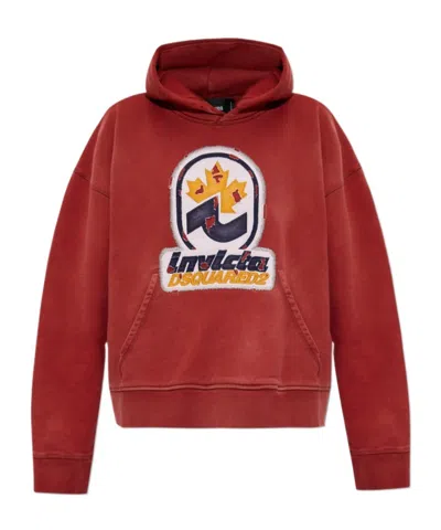 Dsquared2 Logo-appliqué Hoodie In Brown