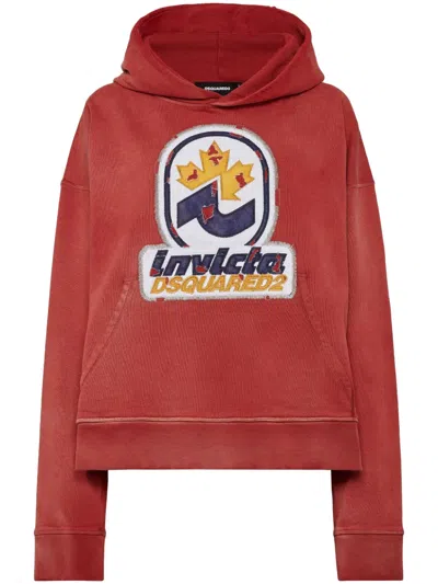 Dsquared2 Logo-appliqué Hoodie In Red