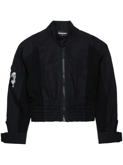 Dsquared2 Kids' Technical Cotton Branded Jacket In Black