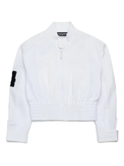 Dsquared2 Kids' Technical Cotton Branded Jacket In White