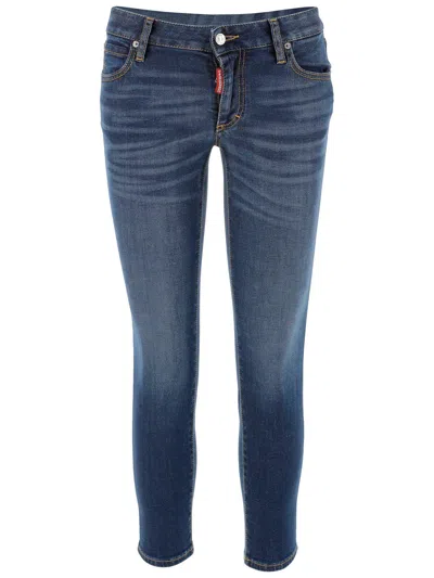 DSQUARED2 LOGO APPLIQUÉ MID-RISE CROPPED JEANS