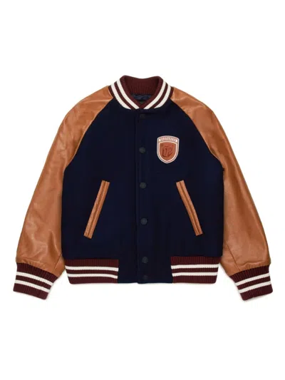 Dsquared2 Kids' Logo-appliqué Panelled Bomber Jacket In Blue