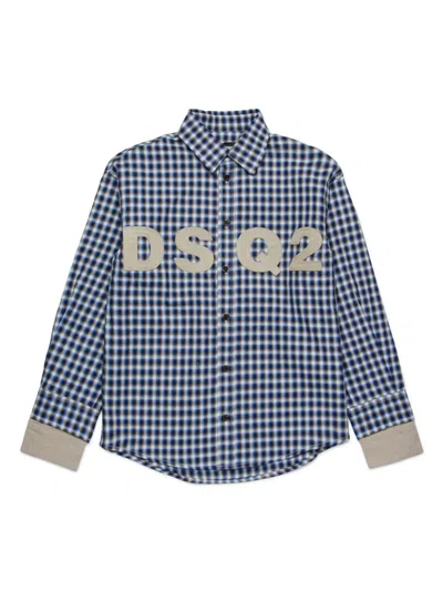 Dsquared2 Kids' Logo-appliqué Shirt In Blue
